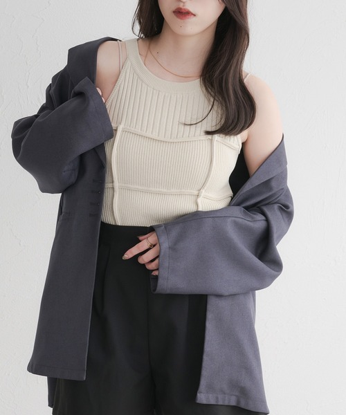 raffime(ラフィミー)の「【Raffime】メランジアメスリニットタンク(タンクトップ・レディース・アイボリー/ブラック/ダークブラウン/ミント・フリー)」の10枚目の写真