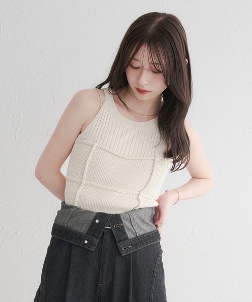 raffime(ラフィミー)の「【Raffime】メランジアメスリニットタンク(タンクトップ・レディース・アイボリー/ブラック/ダークブラウン/ミント・フリー)」の6枚目の写真