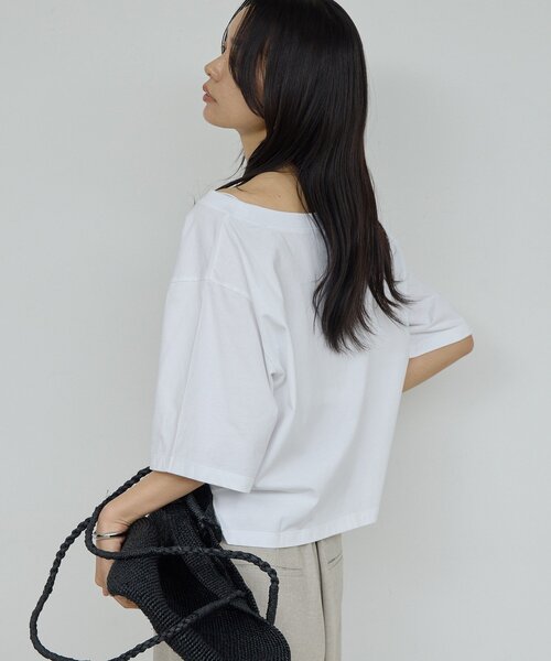 GALLARDAGALANTE(ガリャルダガランテ)の「オフショルロゴカットソー(Tシャツ/カットソー・レディース・ブルー/ブラウン/ホワイト・FREE)」の5枚目の写真