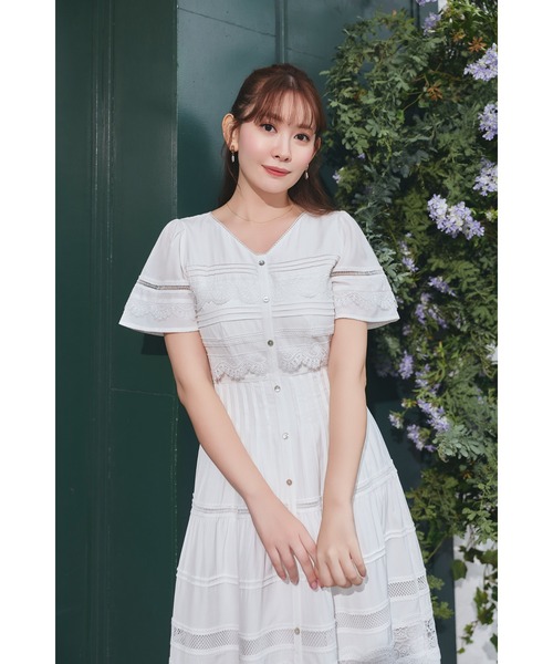 Clair Pintuck Lace Dress（ワンピース）｜Her lip to（ハーリップ
