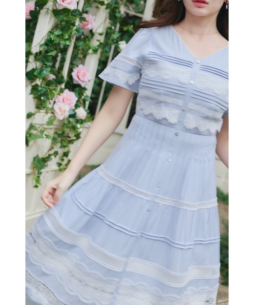 Clair Pintuck Lace Dress（ワンピース）｜Her lip to（ハーリップ