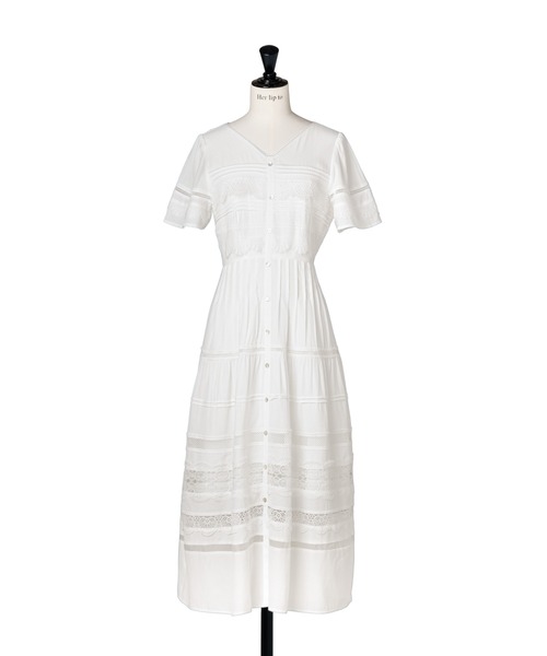 Clair Pintuck Lace Dress（ワンピース）｜Her lip to（ハーリップ