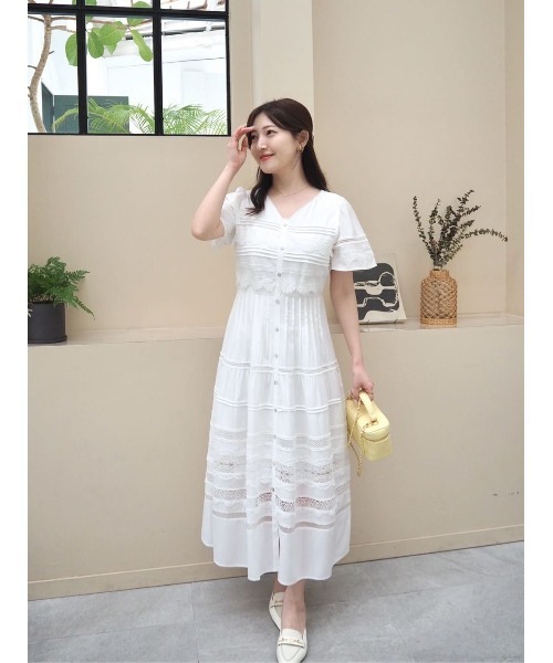 Clair Pintuck Lace Dress（ワンピース）｜Her lip to（ハーリップ