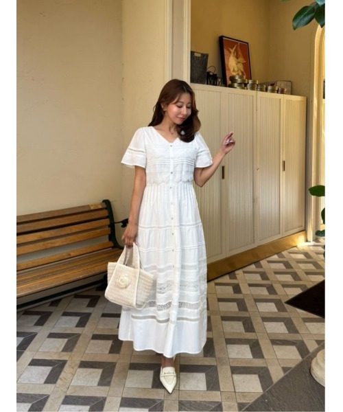 リリです Clair Pintuck Lace Dress（ワンピース）｜Her lip to（ハーリップ
