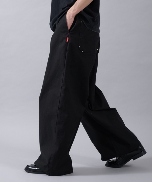 Perushu(ペルーシュ)の「WIDE STRAIGHT STUDS WORK PANTS/ワイドストレートスタッズワークパンツ(その他パンツ・メンズ・ブラック/ネイビー/ブラウン・MEDIUM/LARGE/SMALL)」の6枚目の写真