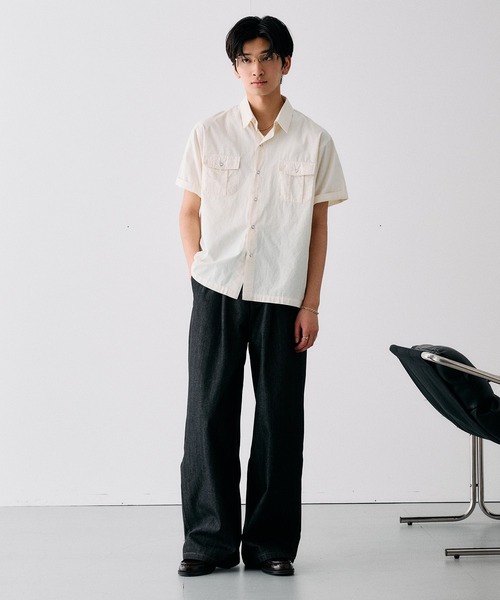 Adoon plain(アドーンプレーン)の「RING SNAP BUTTON BASIC SHIRT / リングスナップボタンベーシックシャツ(シャツ/ブラウス・メンズ・ライトブルー/アイボリー・LARGE/MEDIUM)」の10枚目の写真