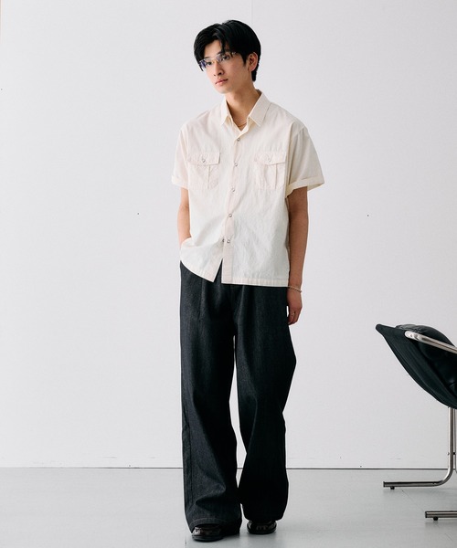 Adoon plain(アドーンプレーン)の「RING SNAP BUTTON BASIC SHIRT / リングスナップボタンベーシックシャツ(シャツ/ブラウス・メンズ・ライトブルー/アイボリー・LARGE/MEDIUM)」の11枚目の写真