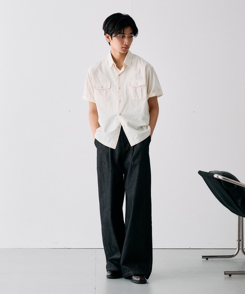Adoon plain(アドーンプレーン)の「RING SNAP BUTTON BASIC SHIRT / リングスナップボタンベーシックシャツ(シャツ/ブラウス・メンズ・ライトブルー/アイボリー・LARGE/MEDIUM)」の12枚目の写真