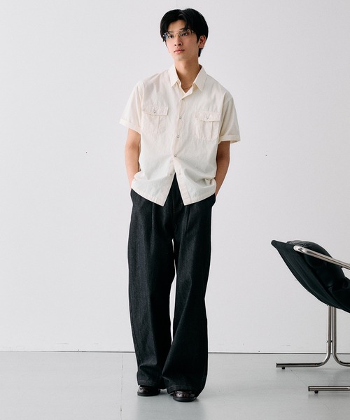 Adoon plain(アドーンプレーン)の「RING SNAP BUTTON BASIC SHIRT / リングスナップボタンベーシックシャツ(シャツ/ブラウス・メンズ・ライトブルー/アイボリー・LARGE/MEDIUM)」の13枚目の写真