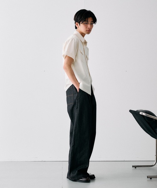 Adoon plain(アドーンプレーン)の「RING SNAP BUTTON BASIC SHIRT / リングスナップボタンベーシックシャツ(シャツ/ブラウス・メンズ・ライトブルー/アイボリー・LARGE/MEDIUM)」の5枚目の写真