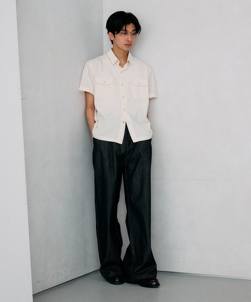Adoon plain(アドーンプレーン)の「RING SNAP BUTTON BASIC SHIRT / リングスナップボタンベーシックシャツ(シャツ/ブラウス・メンズ・ライトブルー/アイボリー・LARGE/MEDIUM)」の6枚目の写真