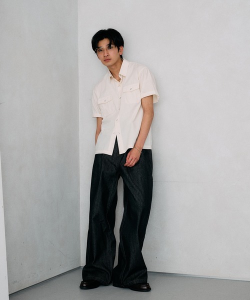 Adoon plain(アドーンプレーン)の「RING SNAP BUTTON BASIC SHIRT / リングスナップボタンベーシックシャツ(シャツ/ブラウス・メンズ・ライトブルー/アイボリー・LARGE/MEDIUM)」の7枚目の写真