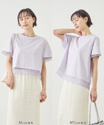 ◼アナイ◼ 未使用 ★ 今季 ラベンダー色 カットソー ケアファッションオンラインハイストレッチメロウネックTシャツ(婦人