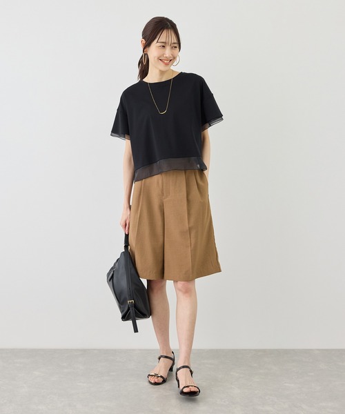 ROPE' PICNIC(ロペピクニック)の「70シルケットシアードッキングトップス/着丈が選べる・UVカット・接触冷感(Tシャツ/カットソー・レディース・ホワイト/ブラック/ラベンダー/ブルー系その他4/クリーム/サックスブルー・TM/M)」の10枚目の写真