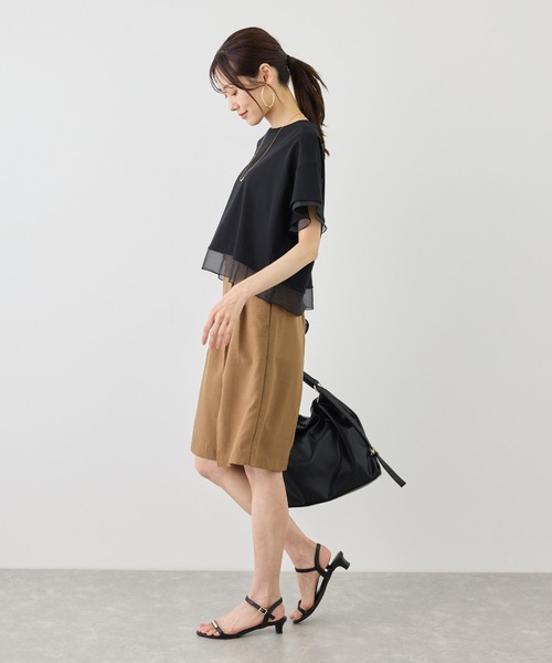 ROPE' PICNIC(ロペピクニック)の「70シルケットシアードッキングトップス/着丈が選べる・UVカット・接触冷感(Tシャツ/カットソー・レディース・ホワイト/ブラック/ラベンダー/ブルー系その他4/クリーム/サックスブルー・TM/M)」の22枚目の写真