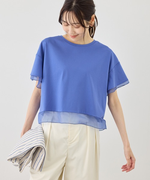 ROPE' PICNIC(ロペピクニック)の「70シルケットシアードッキングトップス/着丈が選べる・UVカット・接触冷感(Tシャツ/カットソー・レディース・ホワイト/ブラック/ラベンダー/ブルー系その他4/クリーム/サックスブルー・TM/M)」の16枚目の写真