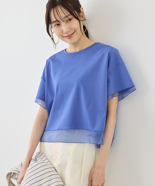 ROPE' PICNIC(ロペピクニック)の「70シルケットシアードッキングトップス/着丈が選べる・UVカット・接触冷感(Tシャツ/カットソー・レディース・ホワイト/ブラック/ラベンダー/ブルー系その他4/クリーム/サックスブルー・TM/M)」の17枚目の写真