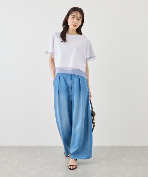 ROPE' PICNIC(ロペピクニック)の「70シルケットシアードッキングトップス/着丈が選べる・UVカット・接触冷感(Tシャツ/カットソー・レディース・ホワイト/ブラック/ラベンダー/ブルー系その他4/クリーム/サックスブルー・TM/M)」の20枚目の写真
