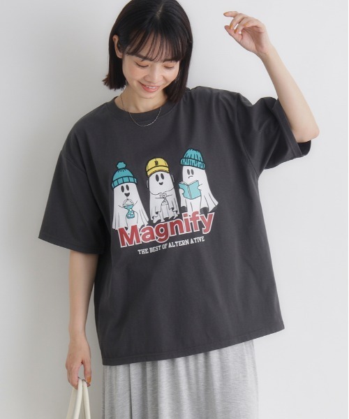 Right-on(ライトオン)の「HONEYSUCKLE ROSE(ハニーサックルローズ)おばけプリントビッグT(Tシャツ/カットソー・レディース・ホワイト/ダークグレー・L/M)」の8枚目の写真
