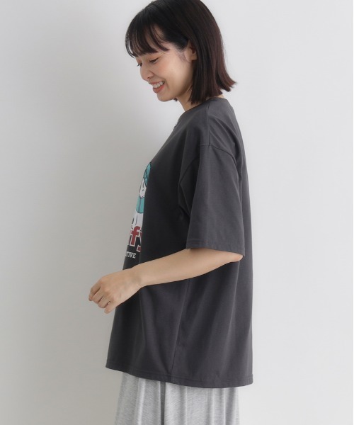 Right-on(ライトオン)の「HONEYSUCKLE ROSE(ハニーサックルローズ)おばけプリントビッグT(Tシャツ/カットソー・レディース・ホワイト/ダークグレー・L/M)」の9枚目の写真