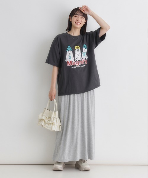 Right-on(ライトオン)の「HONEYSUCKLE ROSE(ハニーサックルローズ)おばけプリントビッグT(Tシャツ/カットソー・レディース・ホワイト/ダークグレー・L/M)」の11枚目の写真
