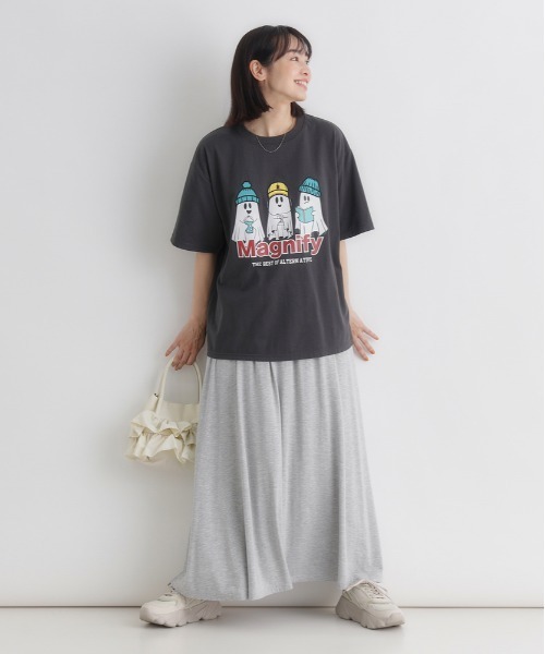 Right-on(ライトオン)の「HONEYSUCKLE ROSE(ハニーサックルローズ)おばけプリントビッグT(Tシャツ/カットソー・レディース・ホワイト/ダークグレー・L/M)」の12枚目の写真