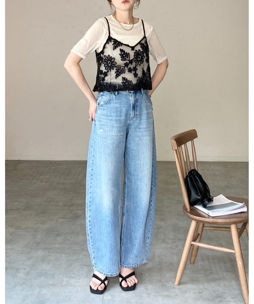 She's Closet(シーズクローゼット)の「コード 刺繍 ショート丈 花柄 メッシュ ビスチェ キャミソール(キャミソール・レディース・ブラウン/オフホワイト/ブラック・FREE)」の14枚目の写真