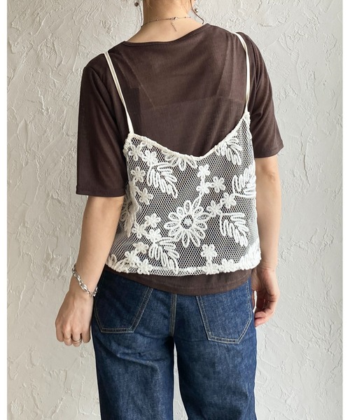 She's Closet(シーズクローゼット)の「コード 刺繍 ショート丈 花柄 メッシュ ビスチェ キャミソール(キャミソール・レディース・ブラウン/オフホワイト/ブラック・FREE)」の11枚目の写真