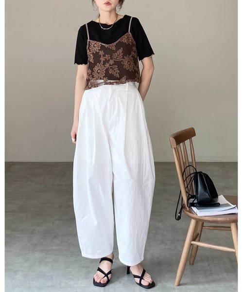 She's Closet(シーズクローゼット)の「コード 刺繍 ショート丈 花柄 メッシュ ビスチェ キャミソール(キャミソール・レディース・ブラウン/オフホワイト/ブラック・FREE)」の17枚目の写真
