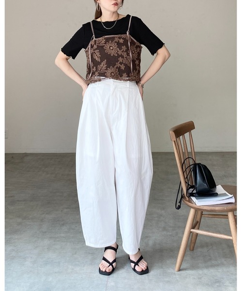 She's Closet(シーズクローゼット)の「コード 刺繍 ショート丈 花柄 メッシュ ビスチェ キャミソール(キャミソール・レディース・ブラウン/オフホワイト/ブラック・FREE)」の19枚目の写真
