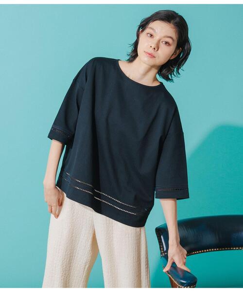 Park Slope NEWYORKER(パークスロープニューヨーカー)の「【着回し・着映え】カットワーク刺繍Tシャツ(Tシャツ/カットソー・レディース・ホワイト/ブラック・MEDIUM/LARGE)」の20枚目の写真