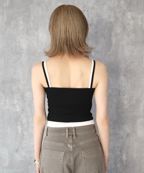 CECIL McBEE(セシルマクビー)の「カップ付きヘンリーネックレイヤードキャミソール(キャミソール・レディース・ブラウン/グレー/ブラック・FREE)」の6枚目の写真