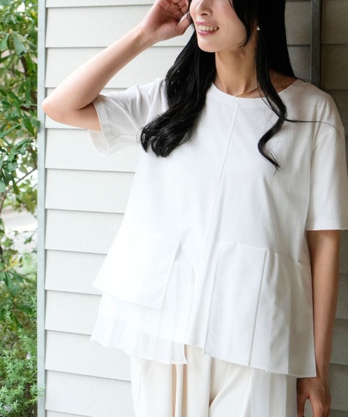 Ehre style(エーレスタイル)の「一癖が好き!大人のTシャツ きれい見え(Tシャツ/カットソー・レディース・ブラック/ホワイト・FREE)」の1枚目の写真