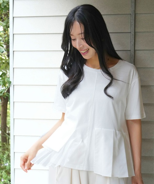 Ehre style(エーレスタイル)の「一癖が好き!大人のTシャツ きれい見え(Tシャツ/カットソー・レディース・ブラック/ホワイト・FREE)」の3枚目の写真