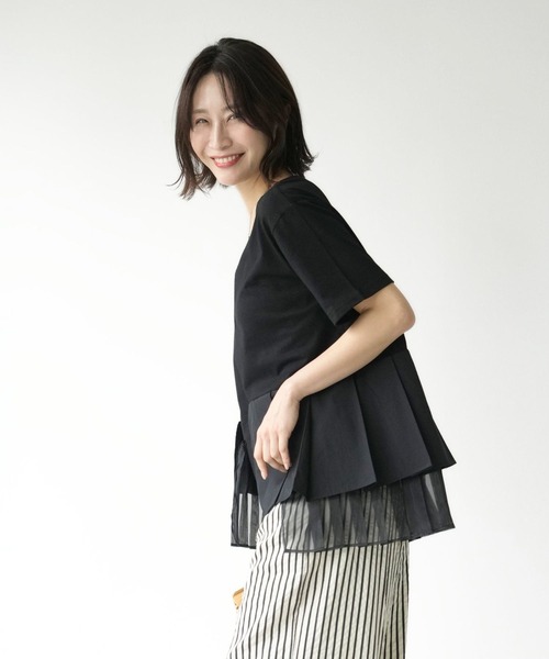 Ehre style(エーレスタイル)の「一癖が好き!大人のTシャツ きれい見え(Tシャツ/カットソー・レディース・ブラック/ホワイト・FREE)」の7枚目の写真