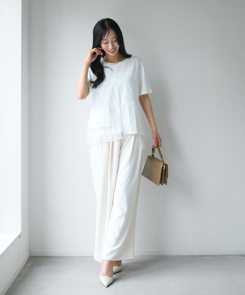 Ehre style(エーレスタイル)の「一癖が好き!大人のTシャツ きれい見え(Tシャツ/カットソー・レディース・ブラック/ホワイト・FREE)」の13枚目の写真