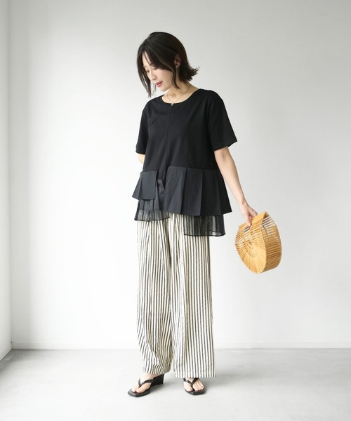 Ehre style(エーレスタイル)の「一癖が好き!大人のTシャツ きれい見え(Tシャツ/カットソー・レディース・ブラック/ホワイト・FREE)」の11枚目の写真
