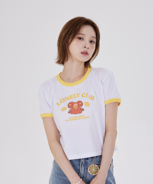 DYSFUNCT(ディスファンクト)の「LONELY CUB RINGER T-SHIRT(YELLOW)(Tシャツ/カットソー・レディース・その他・SMALL/MEDIUM)」の1枚目の写真