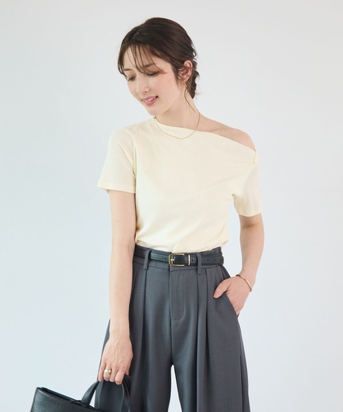 Futier land(フューティアランド)の「ワンショル風オフショルトップス(Tシャツ/カットソー・レディース・ブラック/ミント/モカ/ホワイト・FREE)」の10枚目の写真
