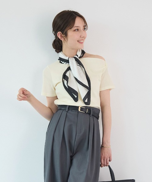 Futier land(フューティアランド)の「ワンショル風オフショルトップス(Tシャツ/カットソー・レディース・ブラック/ミント/モカ/ホワイト・FREE)」の12枚目の写真