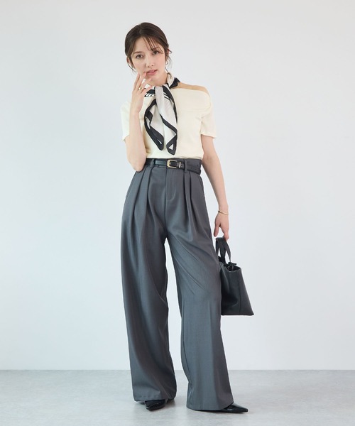 Futier land(フューティアランド)の「ワンショル風オフショルトップス(Tシャツ/カットソー・レディース・ブラック/ミント/モカ/ホワイト・FREE)」の15枚目の写真