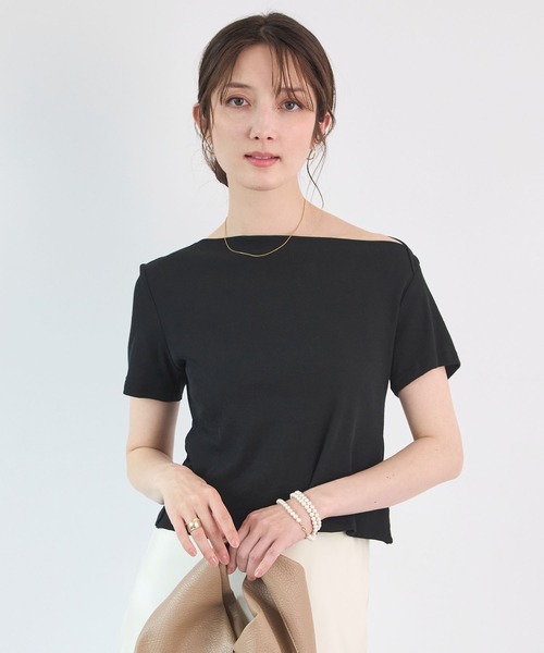 Futier land(フューティアランド)の「ワンショル風オフショルトップス(Tシャツ/カットソー・レディース・ブラック/ミント/モカ/ホワイト・FREE)」の16枚目の写真
