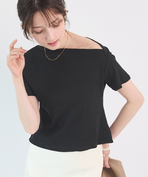 Futier land(フューティアランド)の「ワンショル風オフショルトップス(Tシャツ/カットソー・レディース・ブラック/ミント/モカ/ホワイト・FREE)」の17枚目の写真