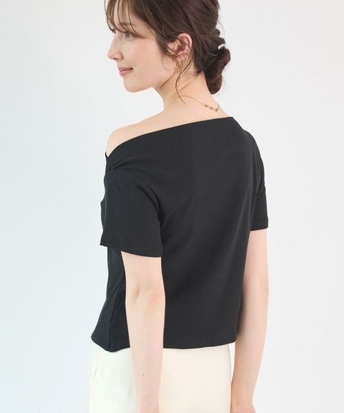 Futier land(フューティアランド)の「ワンショル風オフショルトップス(Tシャツ/カットソー・レディース・ブラック/ミント/モカ/ホワイト・FREE)」の18枚目の写真