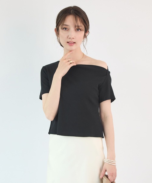 Futier land(フューティアランド)の「ワンショル風オフショルトップス(Tシャツ/カットソー・レディース・ブラック/ミント/モカ/ホワイト・FREE)」の19枚目の写真