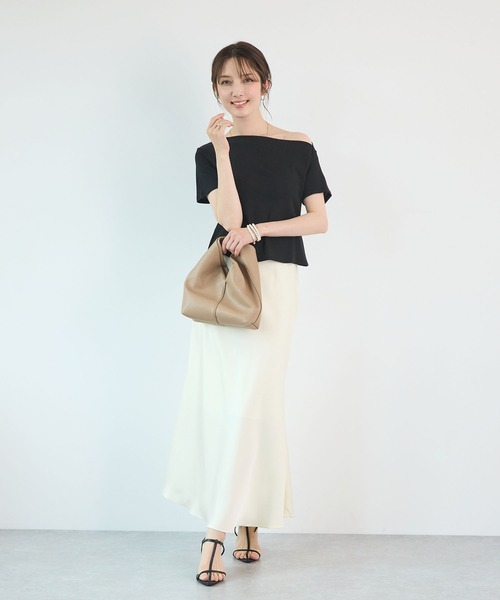 Futier land(フューティアランド)の「ワンショル風オフショルトップス(Tシャツ/カットソー・レディース・ブラック/ミント/モカ/ホワイト・FREE)」の20枚目の写真