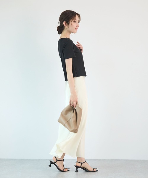 Futier land(フューティアランド)の「ワンショル風オフショルトップス(Tシャツ/カットソー・レディース・ブラック/ミント/モカ/ホワイト・FREE)」の21枚目の写真