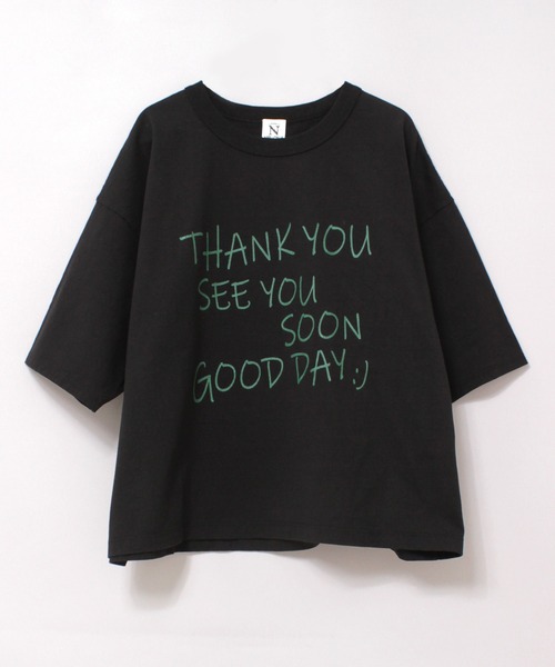 RNA-N(アールエヌエーエヌ)の「M2709 THANK YOU プリントT(Tシャツ/カットソー・レディース・オフホワイト/チャコールグレー/ブラック・FREE)」の3枚目の写真