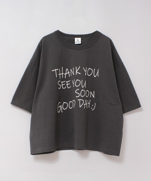 RNA-N(アールエヌエーエヌ)の「M2709 THANK YOU プリントT(Tシャツ/カットソー・レディース・オフホワイト/チャコールグレー/ブラック・FREE)」の8枚目の写真
