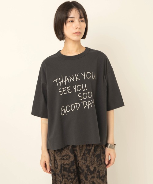 RNA-N(アールエヌエーエヌ)の「M2709 THANK YOU プリントT(Tシャツ/カットソー・レディース・オフホワイト/チャコールグレー/ブラック・FREE)」の5枚目の写真
